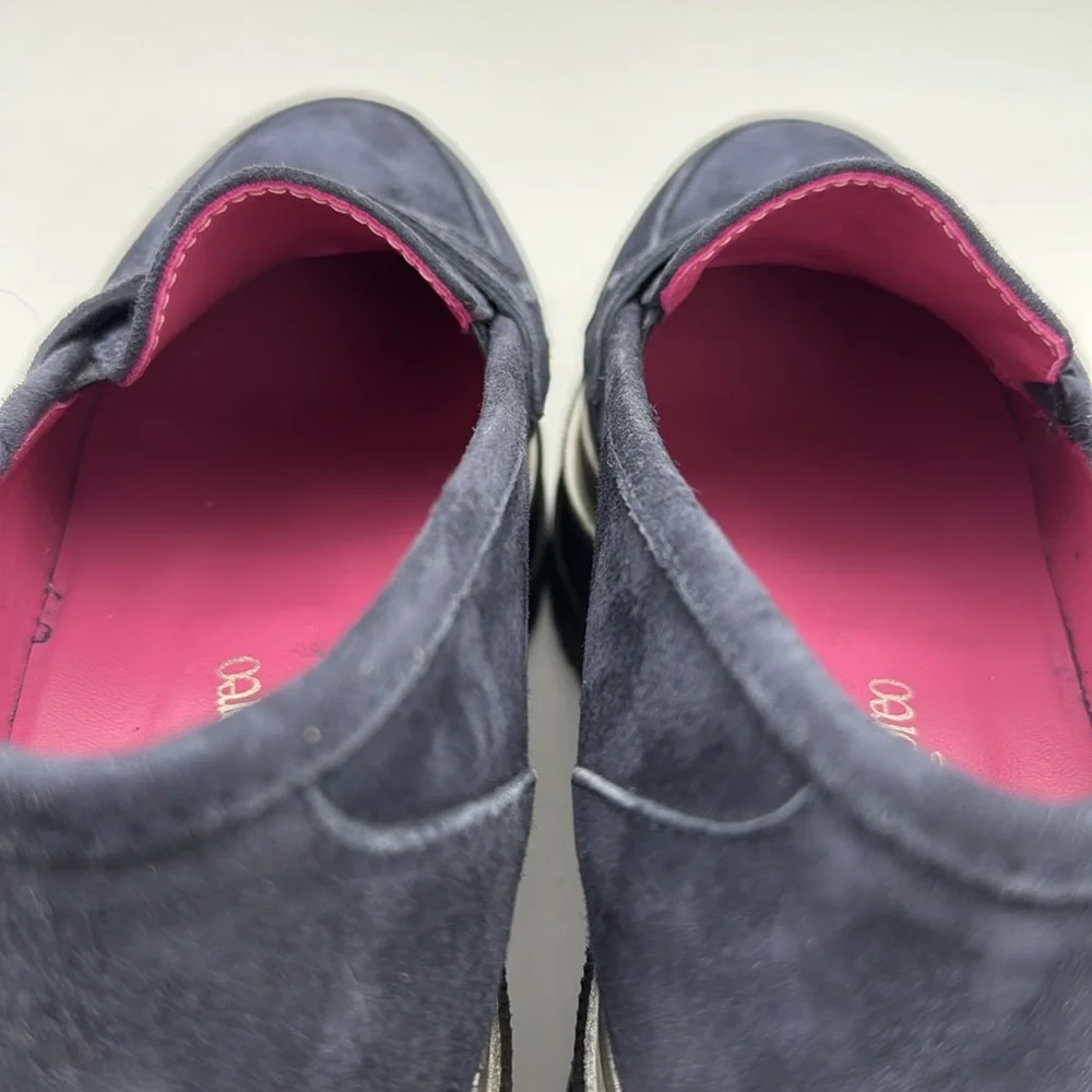 Marco Moreo Milano - women’s Hannah navy blue suede loafer platform shoes‎ 7 /38